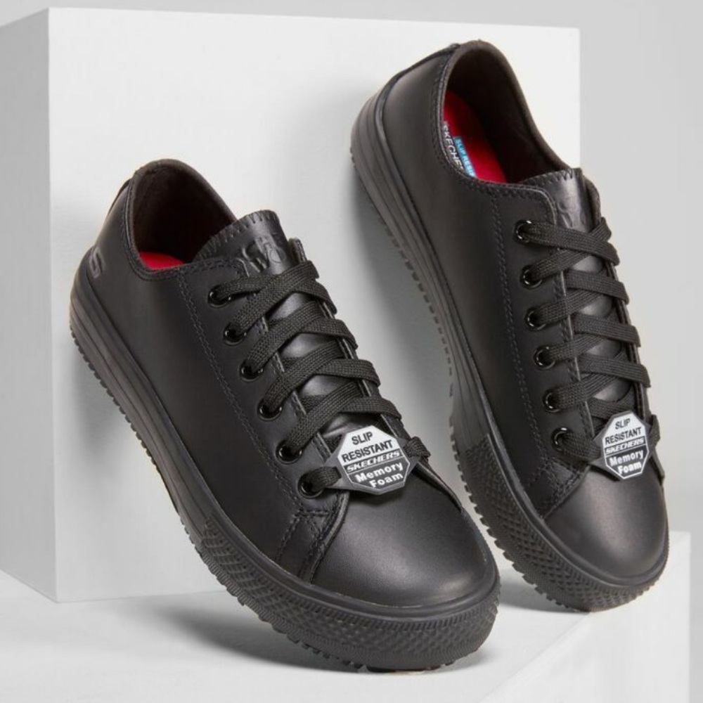 Skechers Women's Black Leather Sneakers BRAND NEW